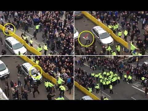 Chelsea and Tottenham fans clash yards from Stamford Bridge as heated London derby turns nasty