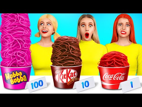 100 Layers Food Challenge | Eating 1 VS 100 Layers of Yummies by Turbo Team