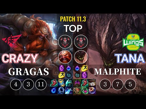 RW Crazy Gragas vs JAG TaNa Malphite Top - KR Patch 11.3