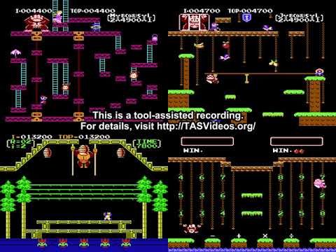 [TAS] NES Donkey Kong, DK Jr,, DK 3 & DK Jr, Math by Cyorter in 01:18,39