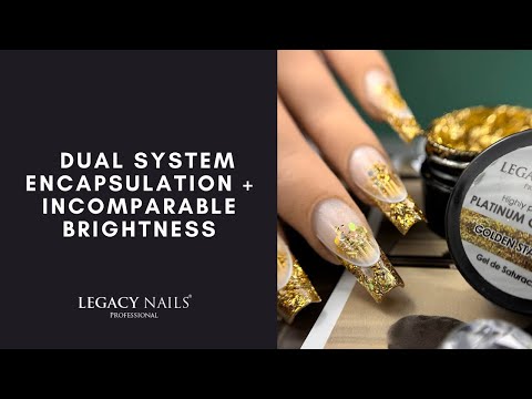 The new Platinum Glitter Saturation Gel -This golden shade is simply spectacular! │ LEGACY NAILS