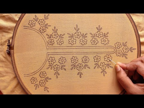 Gorgeous Neck Embroidery Design Flower stitched by hand work-হাতের কাজের গলার সেলাই ডিজাইন।