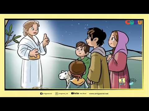Evangelio Lc 2 1-20 El nacimiento de Jesús ilustrado para niños.