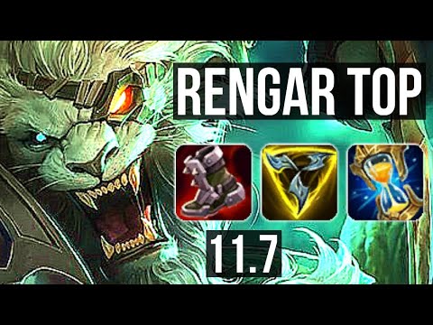 RENGAR vs PANTHEON (TOP) | 12/1/2, 6 solo kills, Rank 8 Rengar, Godlike | KR Grandmaster | v11.7