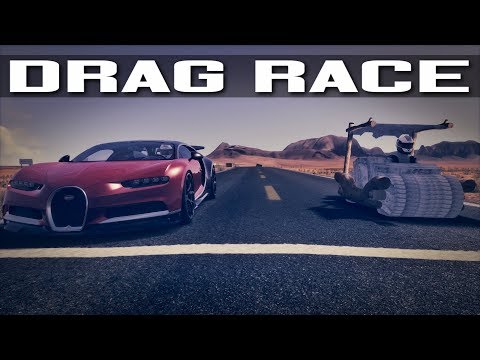 BUGATTI CHIRON VS THE FLINTSTONES MOBILE DRAG RACE | ASSETTO CORSA