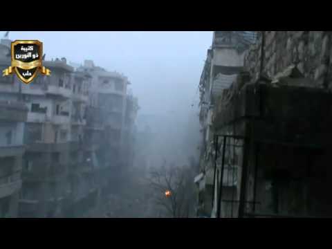 استهداف حاجز ملعب الحمدانية التابع لقوات النظام من قبل كتيبة ذو النورين في الحمدانية في محافظة حلب