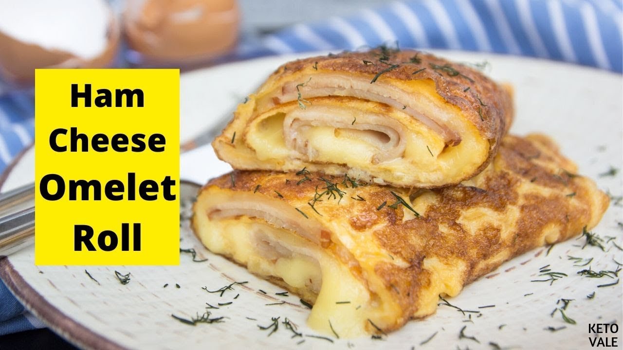 Ham and Cheese Omelette Roll Low Carb Keto-friendly Breakfast Recipe