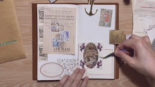 journal with me | vintage theme diary 📜 🖋 (asmr paper sounds, white noise)