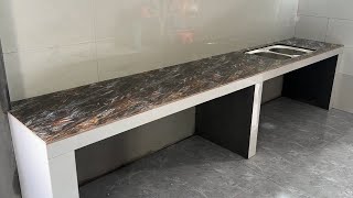 Construction And Finishing Process Concrete Kitchen Tables With Porcelain Tiles - Construction Diy