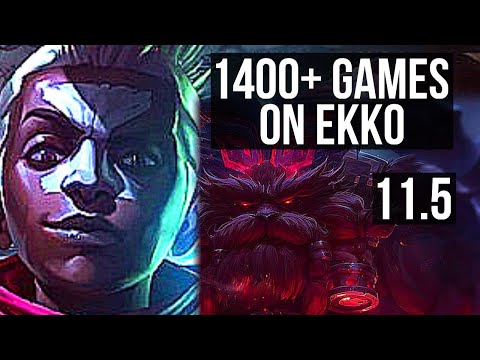 EKKO vs ORNN (TOP) | 1400+ games, 1.8M mastery, Legendary, 12/3/8 | EUW Diamond | v11.5