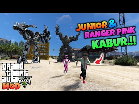 JUNIOR DAN MINI RANGER PINK KABUR DARI PENJARA DECEPTICON - GTA 5 MOD TRANSFORMER