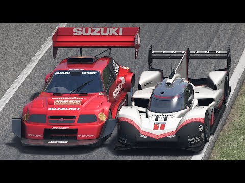 Porsche 919 Hybrid Evo vs Suzuki Escudo Pikes Peak at Monza