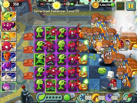Plants vs Zombies 2 Terror from Tomorrow Level 112 - Red Stinger Primal Pea & Jack O'