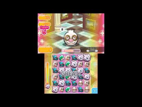 Pokemon Shuffle 3DS - Stage 432 Slakoth Itemless Catch Attempt