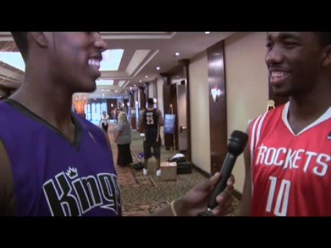 Jason Thompson interviews Donte Greene at Rookie Photo Shoot