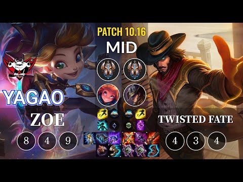 JDG Yagao Zoe vs Twisted Fate Mid - KR Patch 10.16