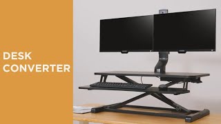 Gas Spring Standard Sit-Stand Desk Converter with Keyboard Tray - DWS34 Series - LUMI