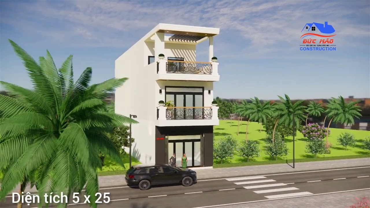 Mẫu nhà 3D gia đình anh Mỹ Long Thành Đồng Nai diện tích 5x25m