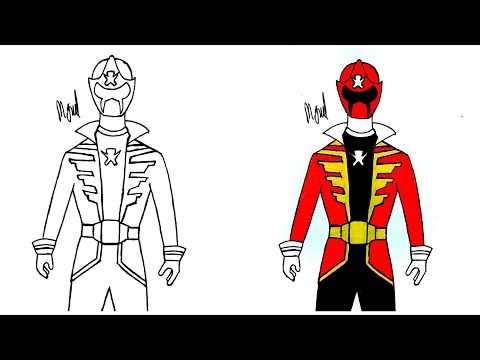 HOW TO DRAW RED RANGER FROM POWER RANGERS SUPER MEGAFORCE