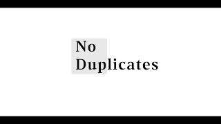 No Duplicates: Application Overview