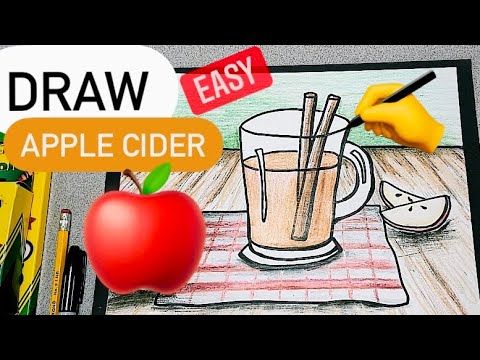 How to Draw Apple Cider - Step by Step w/ Pattern Background #applecider #mrschuettesart
