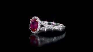 REEDS Jewelers Oval Ruby and 1/2ctw Diamond White Gold Halo Ring