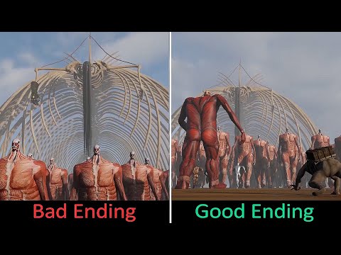 Nine Titans vs 1.000.000. Colossal Titans - Good Ending VS Bad Ending - The Rumbling