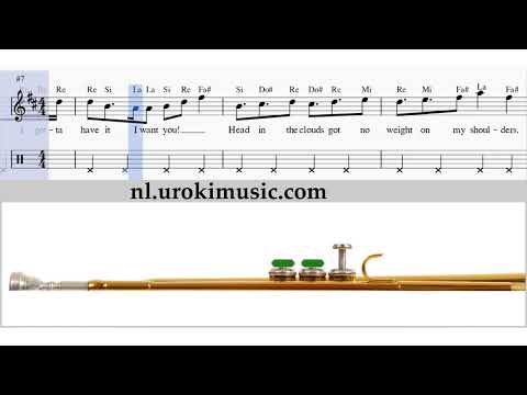 Trompet Leren Spelen Ariana Grande problem Trompetles Studie Klasse Muzieknoten Bladmuziek  Melodie