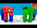 DIY Elephant mod Superheroes Hulk and Spider man with clay 🧟 Polymer Clay Tutorial