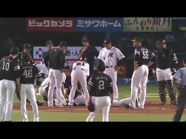 3回裏 1イニング3死球...ホークス・スタンリッジが危険球退場!! 2014/7/14 M-H