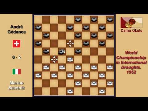 Marino Saletnik (ITA) - André Gédance (SUI). Draughts World Championship. 1952.
