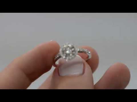 Diamonds Collection -White Gold Halo Diamond Engagement Ring Round Cut