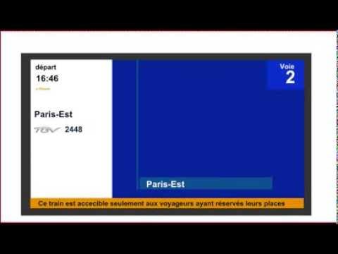 Annonce Sncf du Tgv a destination de Paris est en gare de Strasbourg
