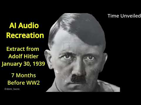 A hitler speech translated with AI to english and same vocal tone.