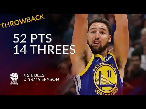 Klay Thompson 52 pts 14 threes vs Bulls 18/19 season