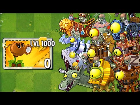 100% All PEA Plants LEVEL 1000 vs Big Wave Beach Final Boss - Plants vs Zombies 2 Mod
