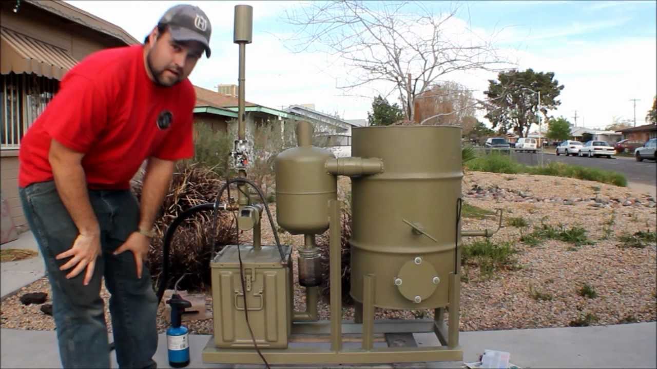 amazing homemade gasifier uses wood pellets to run generator -- renewable alternative energy video