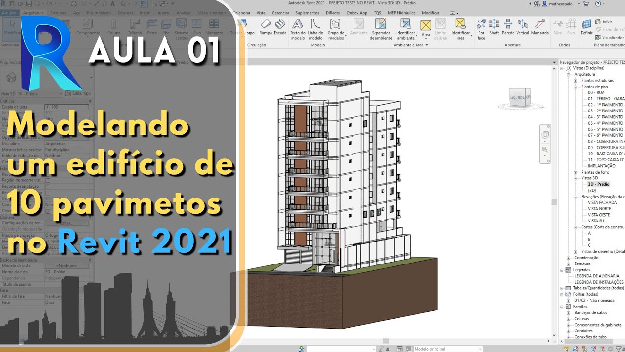 Curso Revit 2021 - Modelagem Edifício de 10 Pavimentos - Aula 01