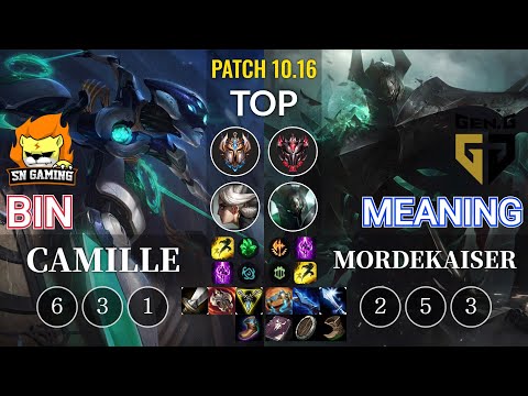 SN Bin Camille vs GEN Meaning Mordekaiser Top - KR Patch 10.16