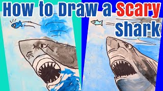 How to Draw a Scary Shark Kids Art Tutorial