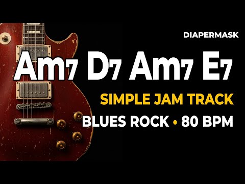 Am7 D7 Am7 E7 Backing Track | 80 BPM | A Minor Blues Rock Jam Track