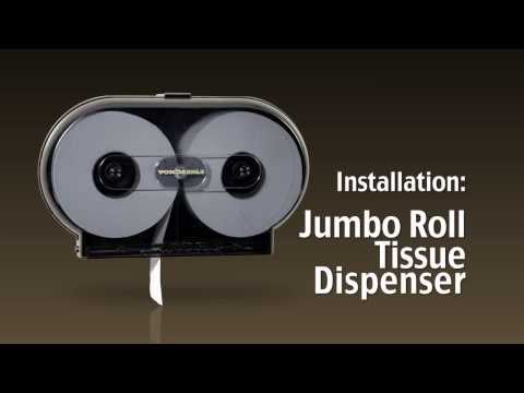 Installing jumbo roll tissue dispenser