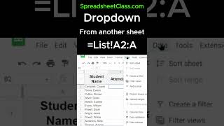 Create a dropdown menu with a list from another tab in Google Sheets