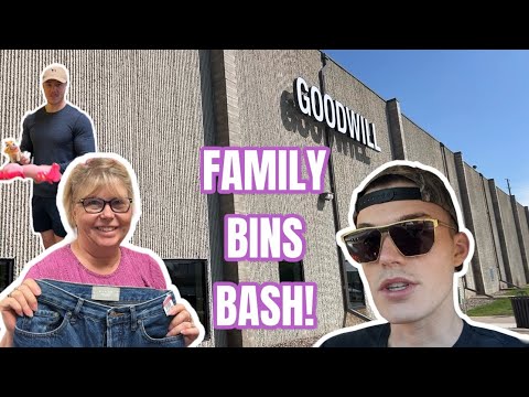 FAMILY BINS BASH!! Come Thrift With Us at the Goodwill Outlet! Debbie + Evan Shopping Trip