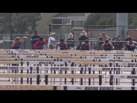 Jose Rubio - 110m Hurdles at Sunset Finals 5-5-17 (Finish line view) Los Alamitos Boys 4k