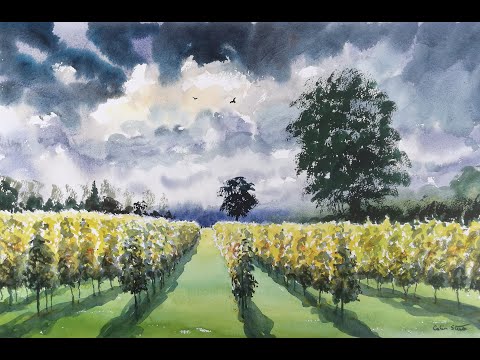 Colinsteedart. Autumn Light, Galleywood Vineyard. (wartercolour demonstration)