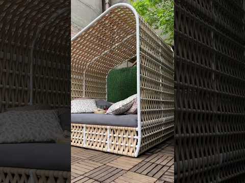 Ліжко для басейну та саду Сорренто з штучного ротангу #шезлонг #ротанг #бунгало #беседка