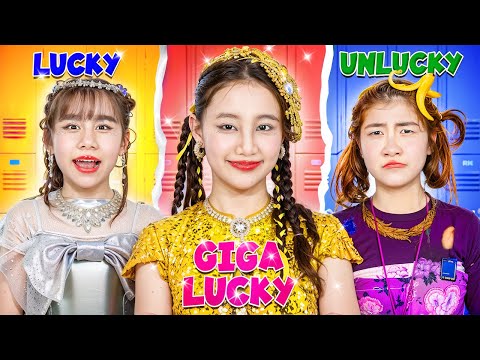 Unlucky Vs Lucky Vs Giga Lucky Girl! Who Will Date Bad Boy At School!