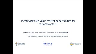 Identifying High-value Market Opportunities for Farmed Oysters