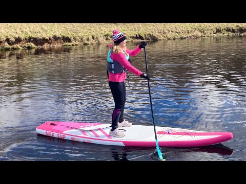 Welcome ‘The Pink War Craft’. SUP at Whiteadder Reservoir, Scottish Borders.